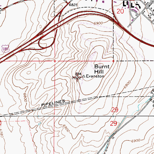 Topographic Map of Burnt Hill, WY