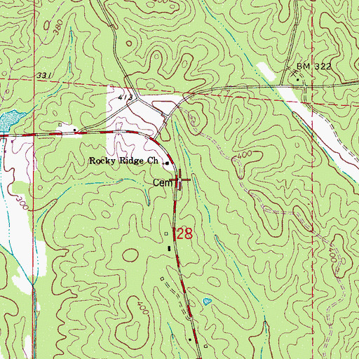 Topographic Map of Rocky Ridge Cemetery, AL