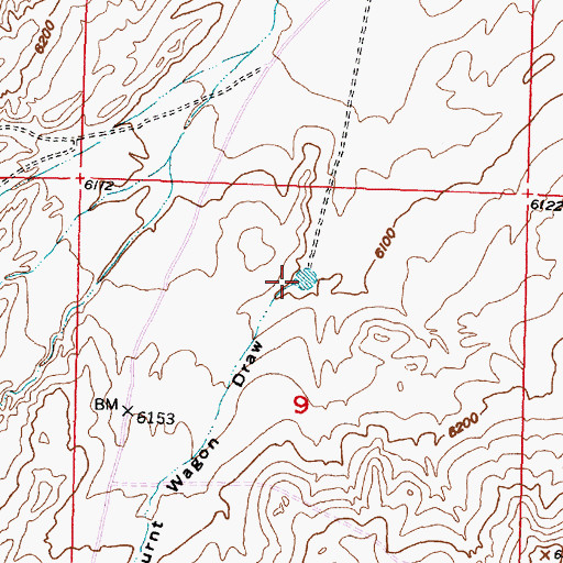 Topographic Map of Burnt Wagon Draw, WY