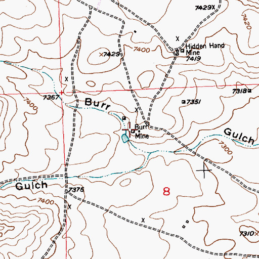 Topographic Map of Burr Mine, WY