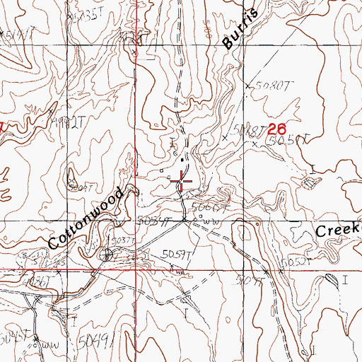 Topographic Map of Burris Draw, WY