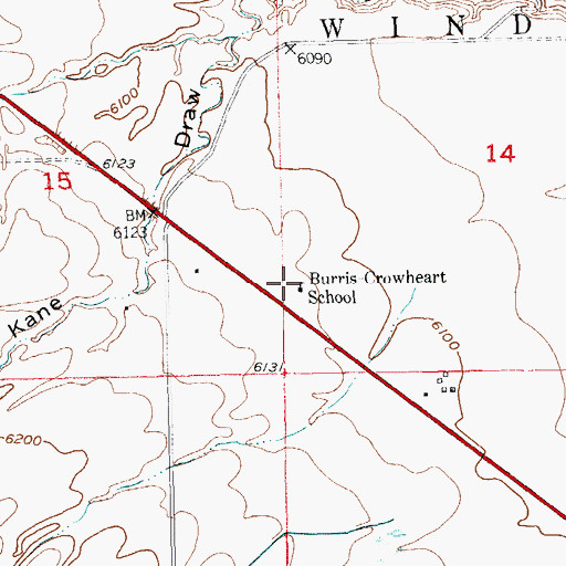 Topographic Map of Burris- Crowheart School, WY
