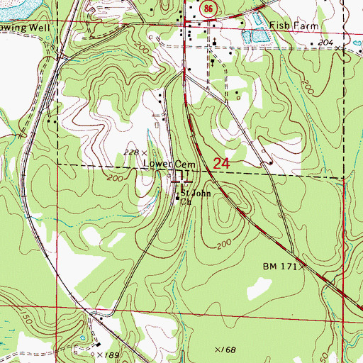 Topographic Map of Saint John Cemetery, AL
