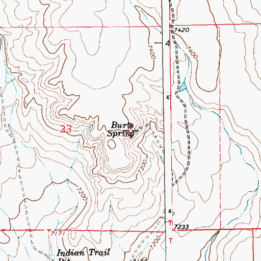 Topographic Map of Burts Spring, WY