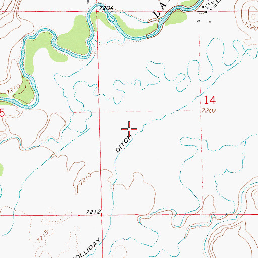 Topographic Map of Bush and Holliday Ditch, WY