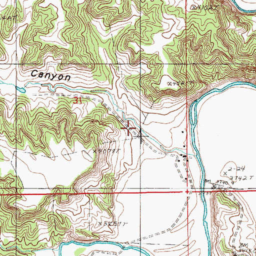 Topographic Map of Bush Canyon, WY