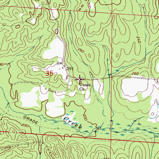 Topographic Map of Union Cemetery, AL