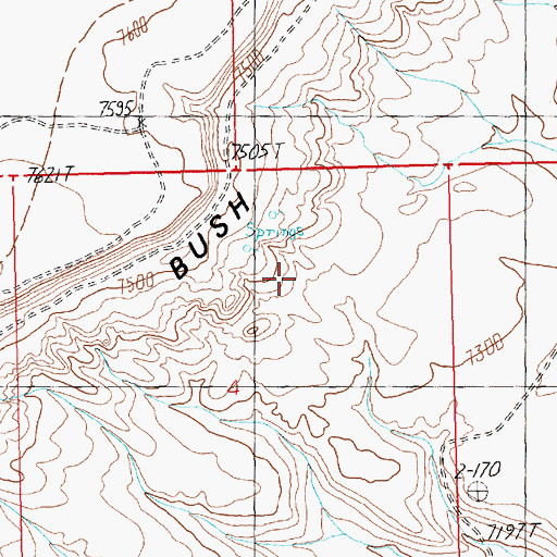 Topographic Map of Bush Rim, WY