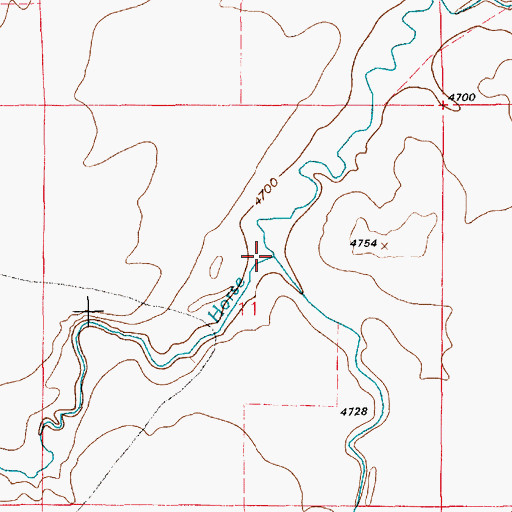 Topographic Map of Bushnell Creek, WY
