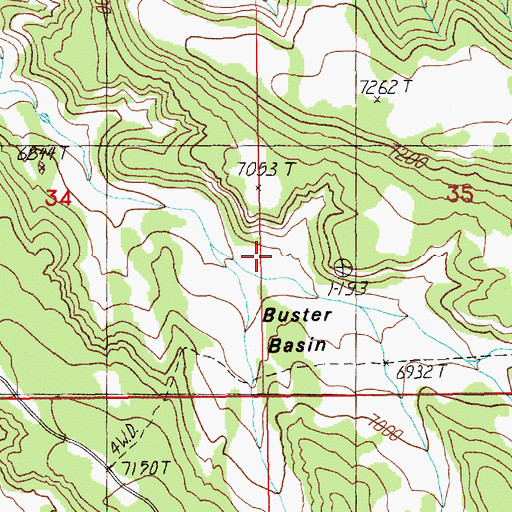 Topographic Map of Buster Basin, WY