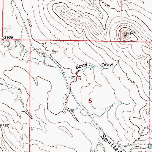 Topographic Map of Butte Draw, WY