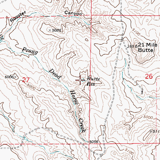 Topographic Map of Butte Reservoir, WY