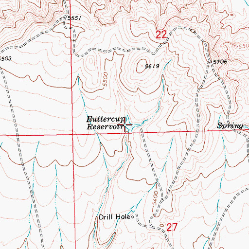 Topographic Map of Buttercup Reservoir, WY