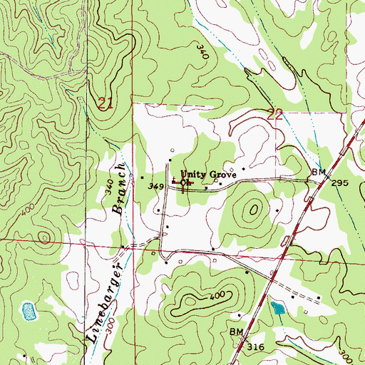 Topographic Map of Unity Grove Cemetery, AL