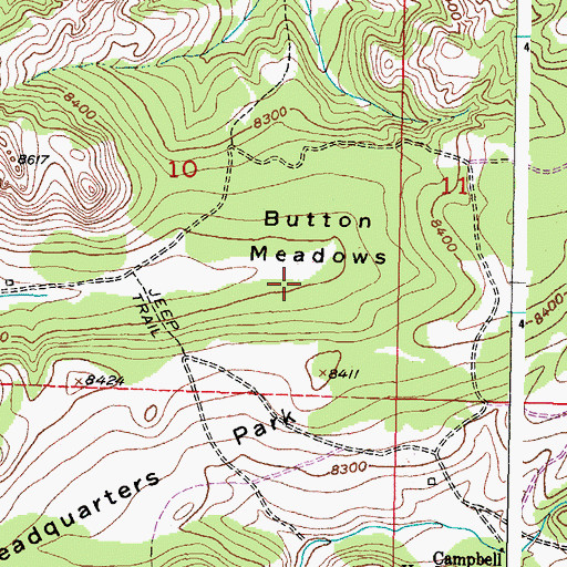 Topographic Map of Button Meadows, WY
