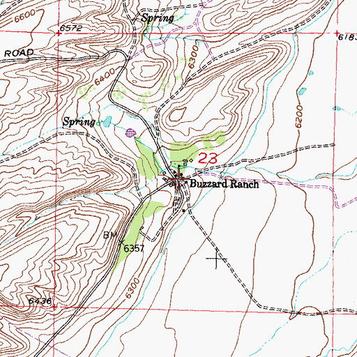 Topographic Map of Buzzard Ranch, WY