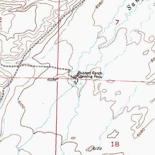 Topographic Map of Buzzard Ranch Sheating Pens, WY