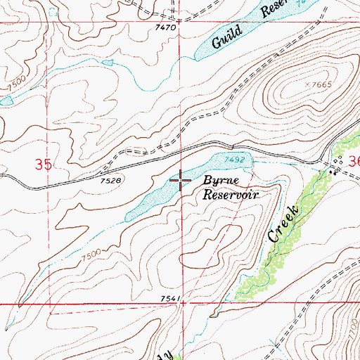 Topographic Map of Byrne Reservoir, WY