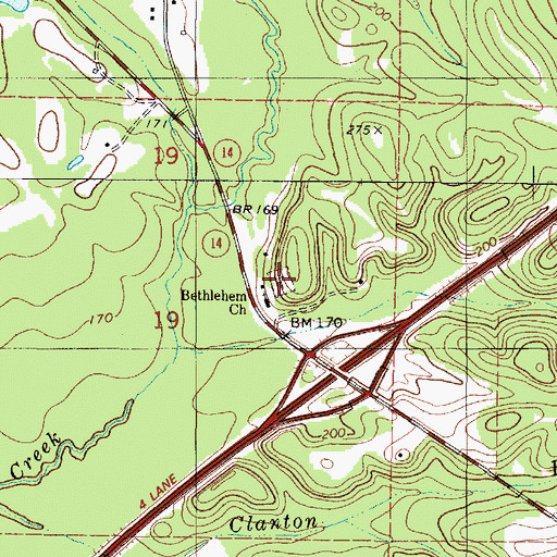 Topographic Map of Bethlehem Cemetery, AL
