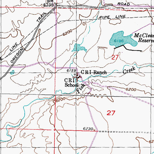 Topographic Map of C R I School, WY