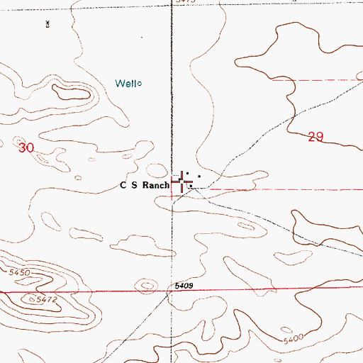 Topographic Map of C S Ranch, WY