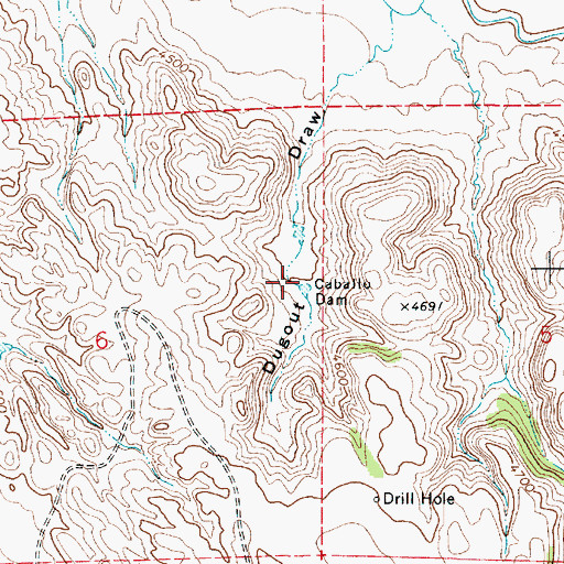 Topographic Map of Caballo Dam, WY
