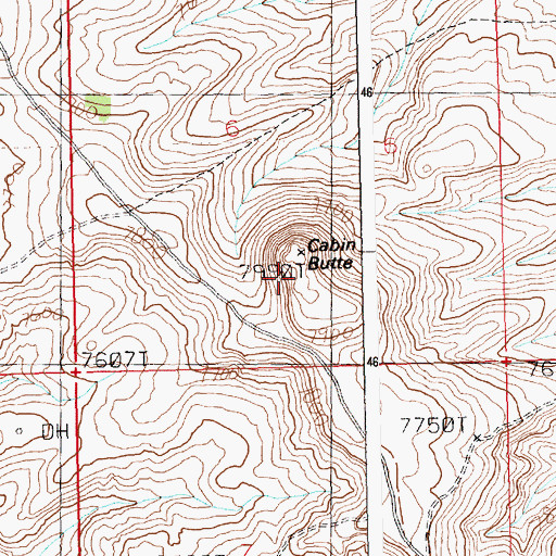 Topographic Map of Cabin Butte, WY