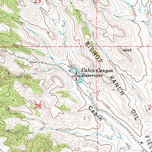 Topographic Map of Cabin Canyon Reservoir, WY