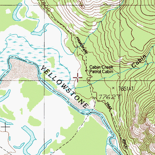 Topographic Map of Cabin Creek Patrol Cabin, WY