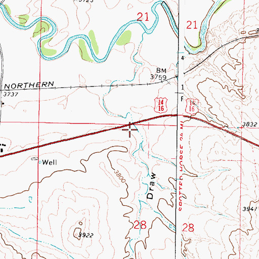 Topographic Map of Cadiz Draw, WY