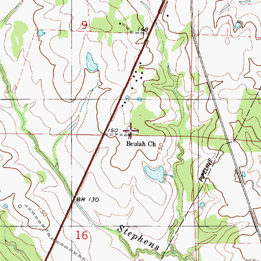 Topographic Map of Beulah Cemetery, AL