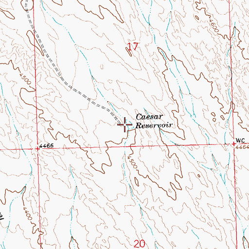 Topographic Map of Caesar Reservoir, WY