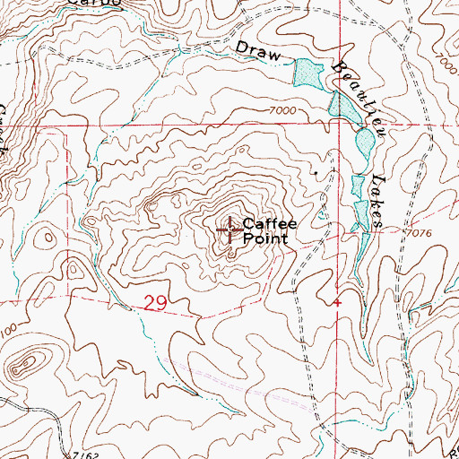 Topographic Map of Caffee Point, WY