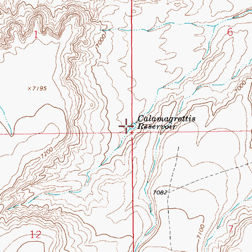 Topographic Map of Calamagrottis Reservoir, WY