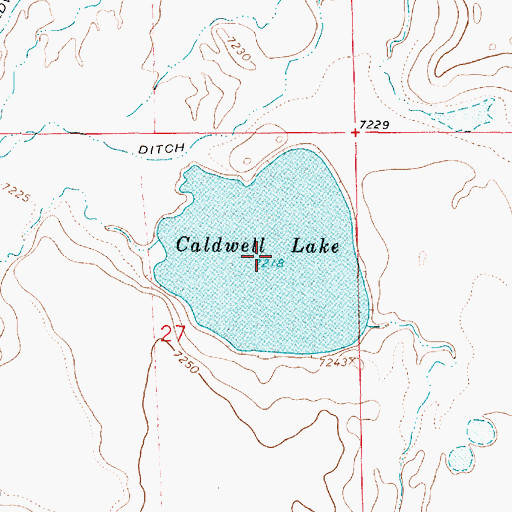 Topographic Map of Caldwell Lake, WY