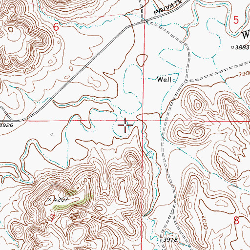 Topographic Map of Calf Creek, WY