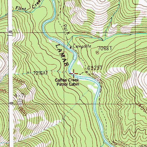 Topographic Map of Calfee Creek Patrol Cabin, WY