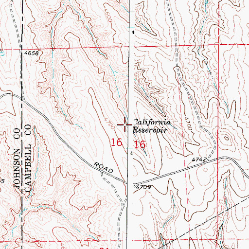 Topographic Map of California Reservoir, WY