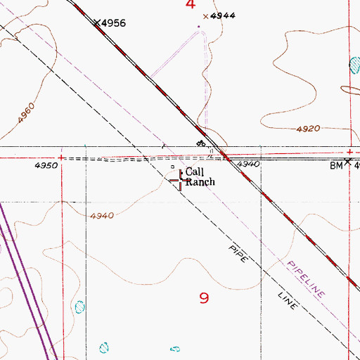 Topographic Map of Call Ranch, WY