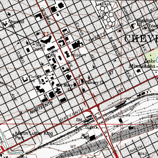 Topographic Map of Calvary Church, WY