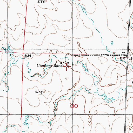 Topographic Map of Camblin Ranch, WY