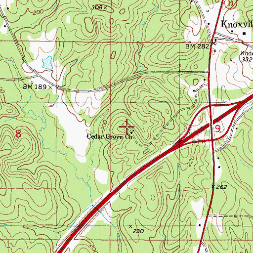 Topographic Map of Cedar Grove Cemetery, AL
