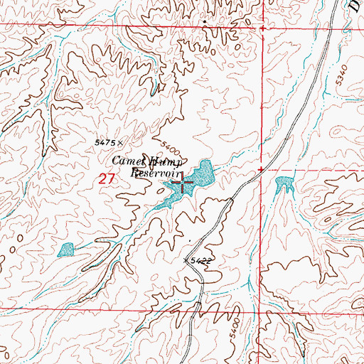 Topographic Map of Camel Hump Reservoir, WY