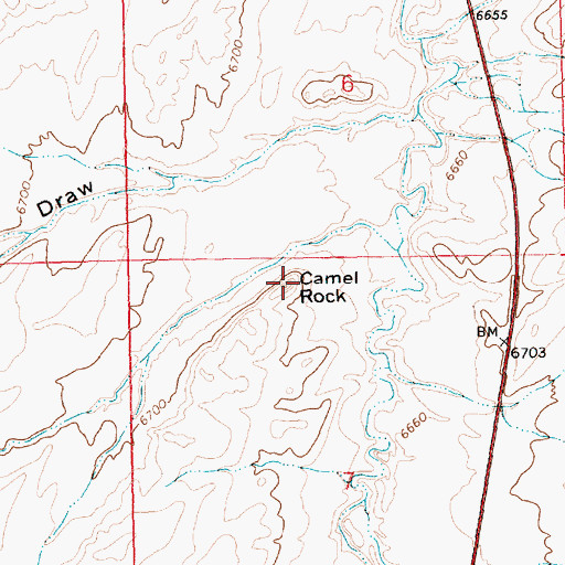 Topographic Map of Camel Rock, WY