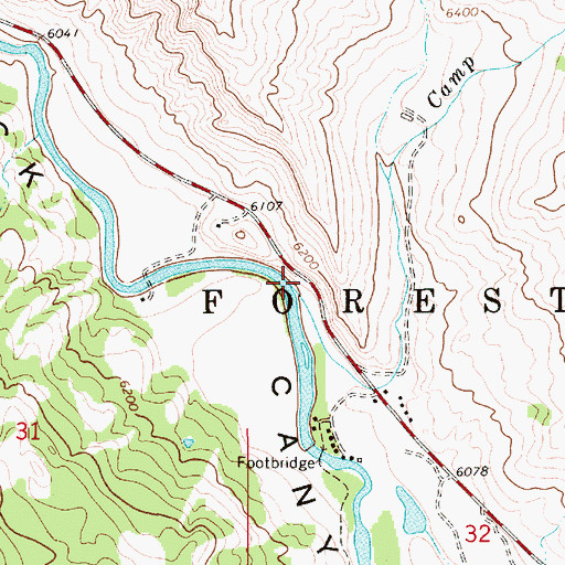 Topographic Map of Camp Creek, WY