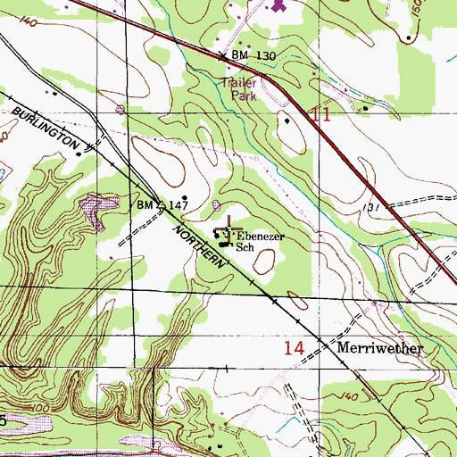 Topographic Map of Ebenezer Cemetery, AL