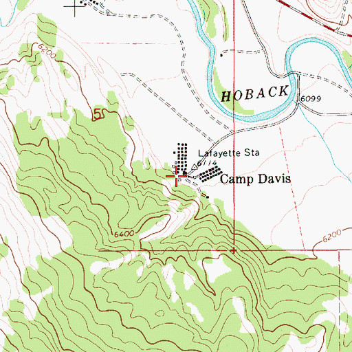 Topographic Map of Camp Davis, WY