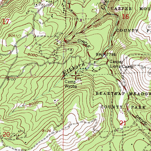 Topographic Map of Camp Wyoba, WY