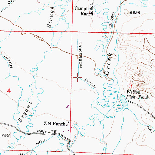 Topographic Map of Campbell Ranch, WY