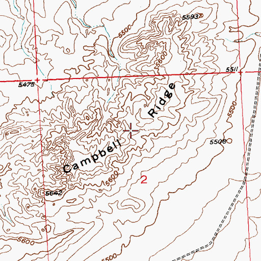 Topographic Map of Campbell Ridge, WY